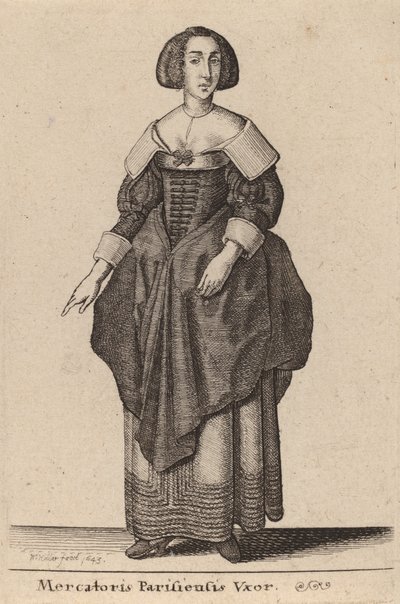 Mercatoris Parisiensis Vxor, 1643 by Wenceslaus Hollar