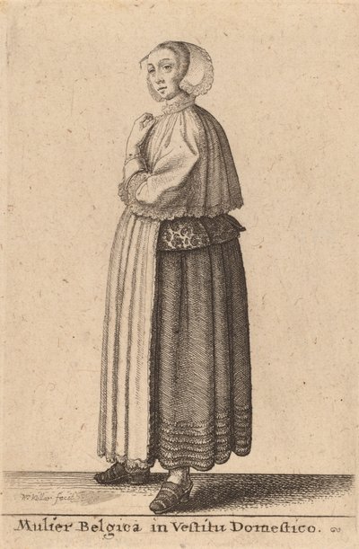 Belgian Woman in Domestic Dress by Wenceslaus Hollar