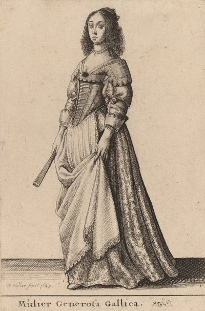 Noble French Woman, 1643 by Wenceslaus Hollar