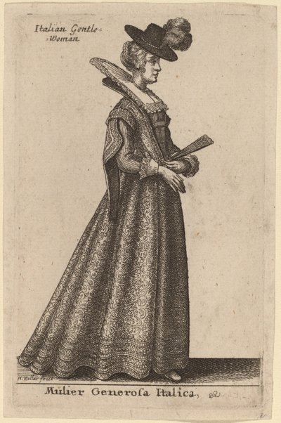 Noble Italian Woman by Wenceslaus Hollar