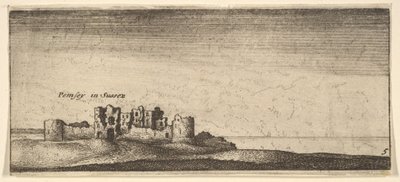 Pevensey Castle by Wenceslaus Hollar