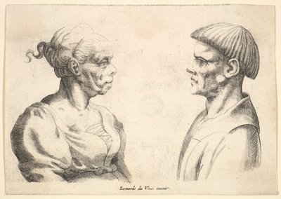 Two heads by Wenceslaus Hollar