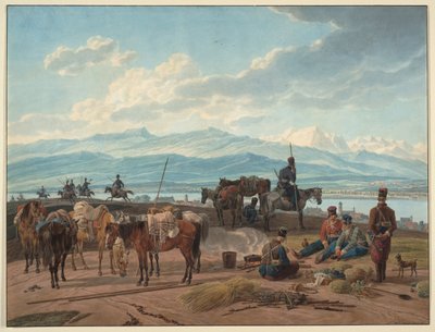 Halt of Russian Cossacks by Wilhelm Kobell Ritter von