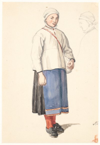 Standing Swedish Peasant Girl by Wilhelm Marstrand