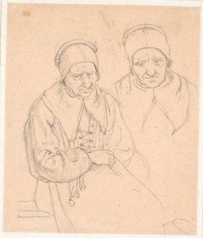 Two Studies of an Old Swedish Woman by Wilhelm Marstrand