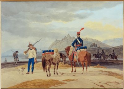 French Soldiers Before a Fortress by Wilhelm von Kobell