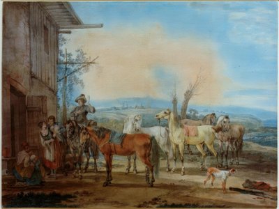 Rider in Front of a Tavern by Wilhelm von Kobell