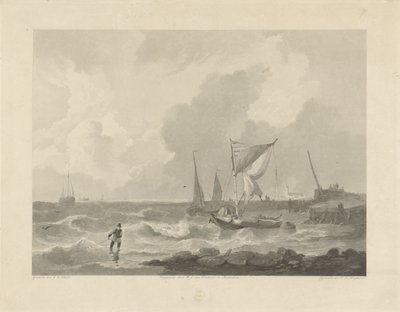 Fishing Boats by a Pier by Willem Hendrik Hoogkamer