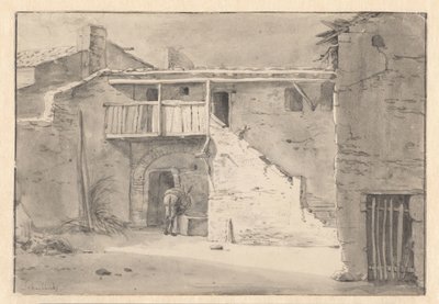 House with a Donkey by a Drinking Trough by Willem Schellinks