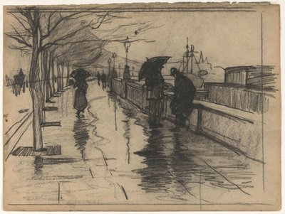 Rain, Thames Embankment in London by Willem Arnoldus Witsen