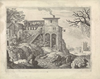 Italian Landscape with an Inn by Willem van Nieulandt (II)