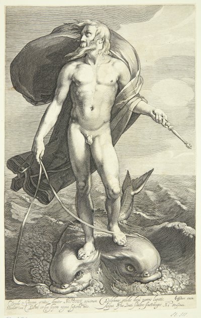 Neptune Riding Two Dolphins by Willem van Swanenburgh