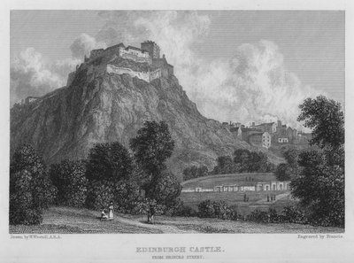 Edinburgh Castle, from Princes Street by William (after) Westall