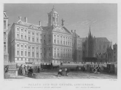 Palace and Old Church, Amsterdam by William Henry Bartlett