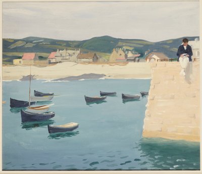 Boy Reading on a Harbour