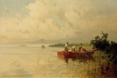 Fishermen on the Summer Chiemsee Shore by Willy Moralt