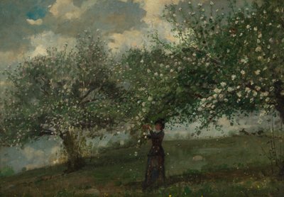 Girl Picking Apple Blossoms by Winslow Homer