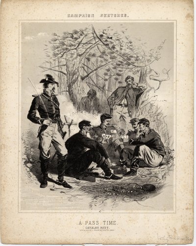 Pass Time: Cavalry Rest, Campaign Sketches by Winslow Homer