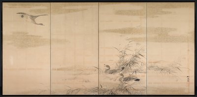 Geese, Reeds, and Water by Yamamoto Baiitsu