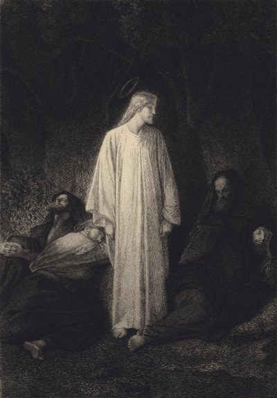 Jesus and the Sleeping Disciples by after Albert Robida