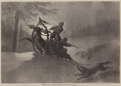 Lapland Peasants pursued by Wolves by Gustave after Dore