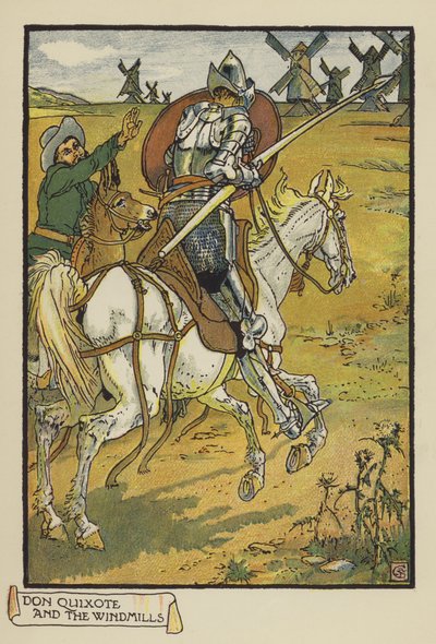 Don Quixote and the Windmills by after Walter Crane