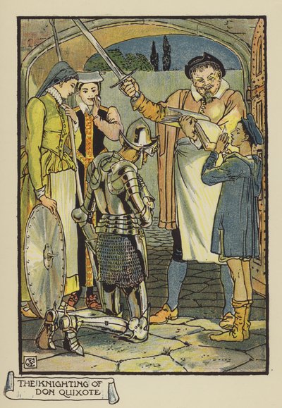 The Knighting of Don Quixote by after Walter Crane