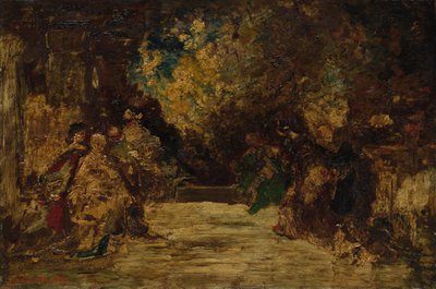 Figures on a Terrace by attributed to Adolphe Monticelli