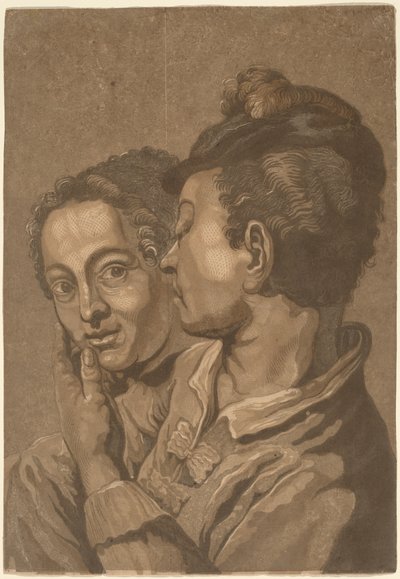 Two Lovers by attributed to John Baptist Jackson, probably after Giovanni Battista Piazzetta