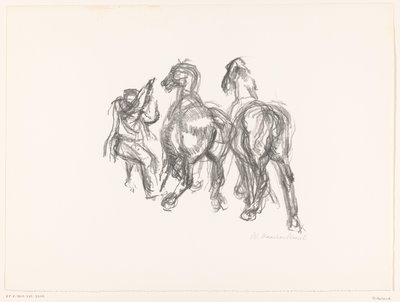 Man and Horses by unknown (signed by artist)