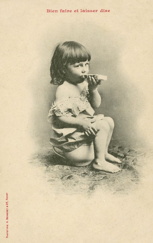 Child Eating a Slice of Bread by French Photographer