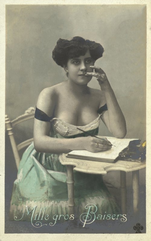 Girl writing a letter by French Photographer