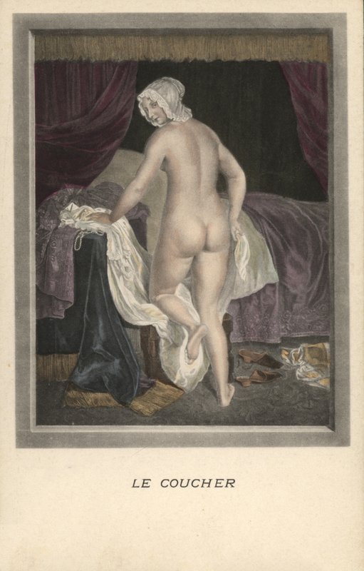 Woman Getting into Bed by French School