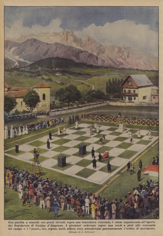A Game of Chess with Living Pieces on a Colossal Chessboard by Achille Beltrame