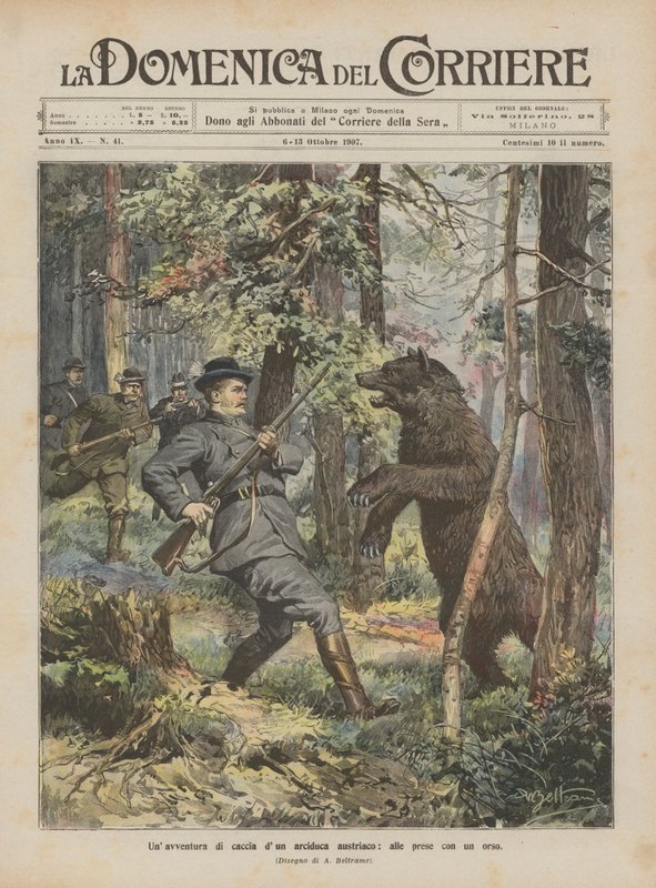 A Hunting Adventure of an Austrian Archduke, Grappling with a Bear by Achille Beltrame