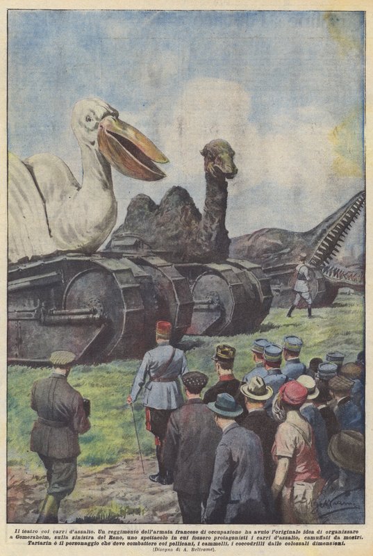 The Theater with Assault Tanks by Achille Beltrame