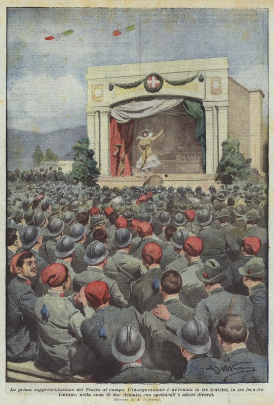 The First Performance of the Theater at the Camp by Achille Beltrame