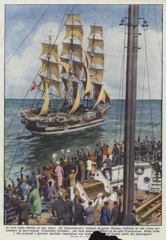 The Voices of the Homeland on the High Seas by Achille Beltrame
