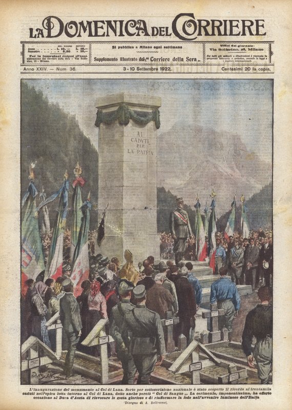 The Inauguration of the Monument at Col di Lana by Achille Beltrame