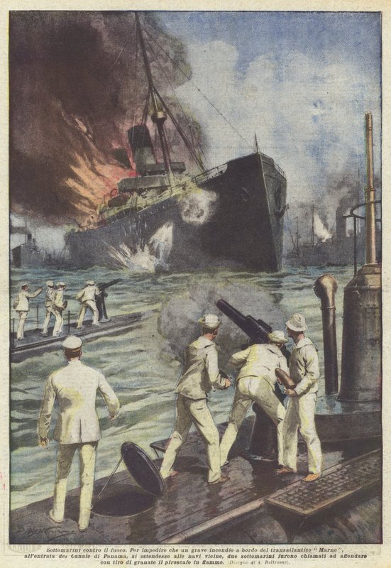 Submarines Against Fire by Achille Beltrame