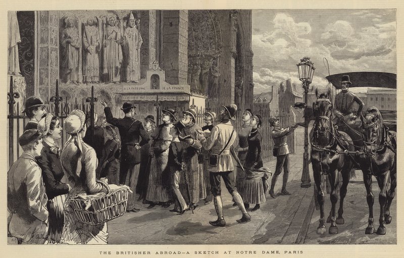 The Britisher Abroad, a Sketch at Notre Dame, Paris by Adrien Emmanuel Marie