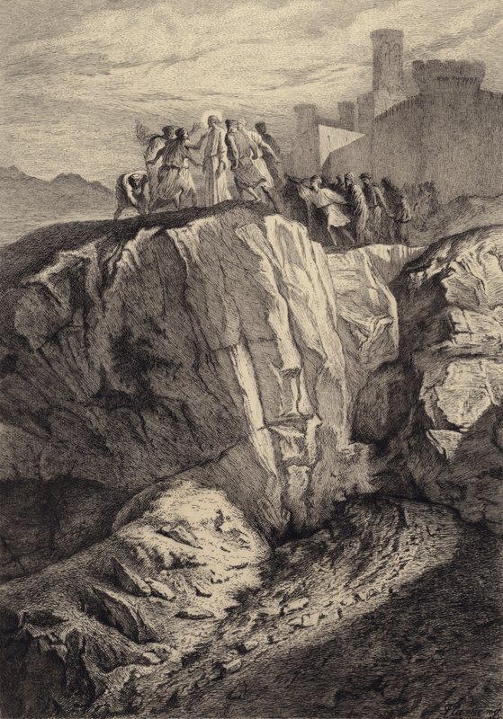 Jesus Thrust Out of Nazareth by after Albert Robida