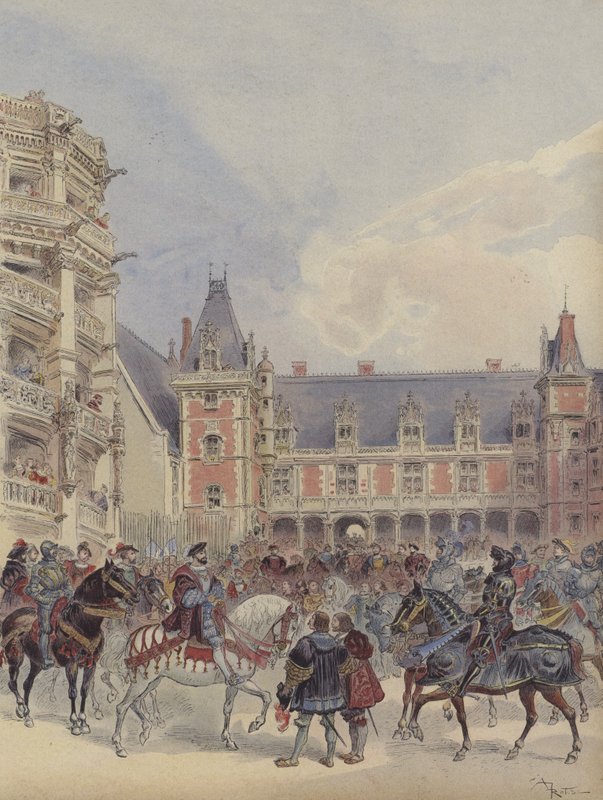 The Court at the Castles of the Loire by Albert Robida