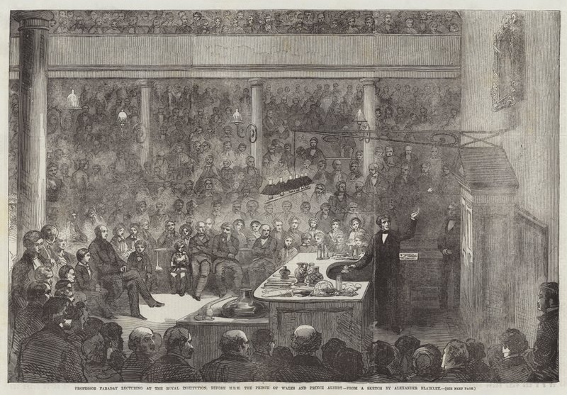 Professor Faraday Lecturing at the Royal Institution, Before HRH the Prince of Wales and Prince Albert by Alexander Blaikley
