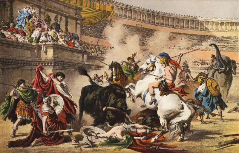 A Roman Bull Fight by Alexander von after Wagner