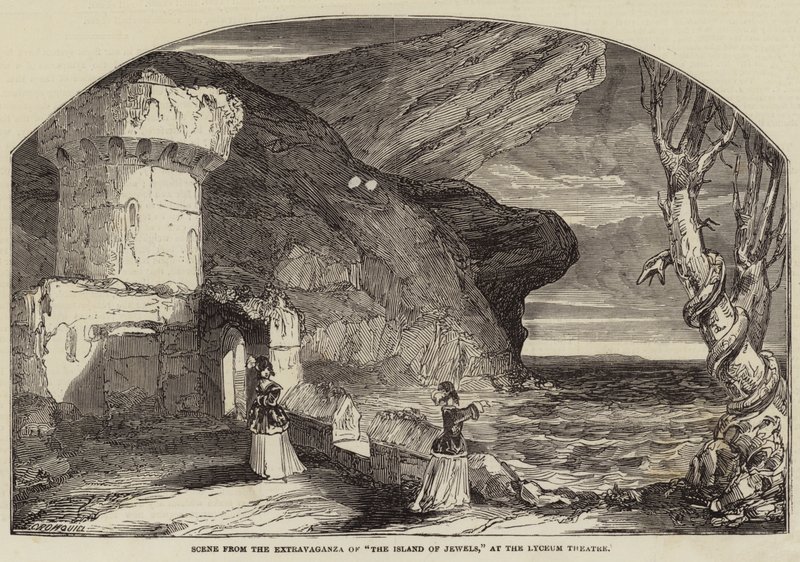 Scene from the Extravaganza of The Island of Jewels, at the Lyceum Theatre by Alfred Crowquill