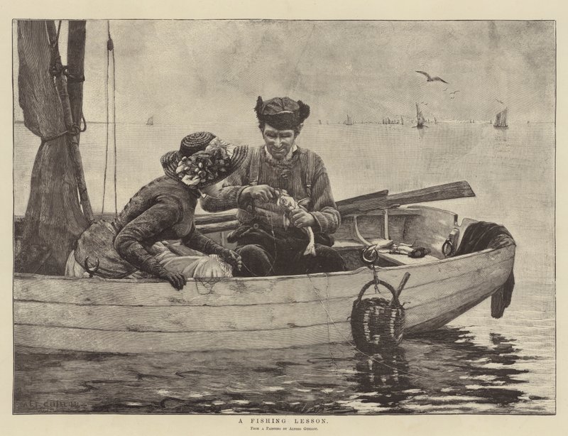 A Fishing Lesson by Alfred Guillou