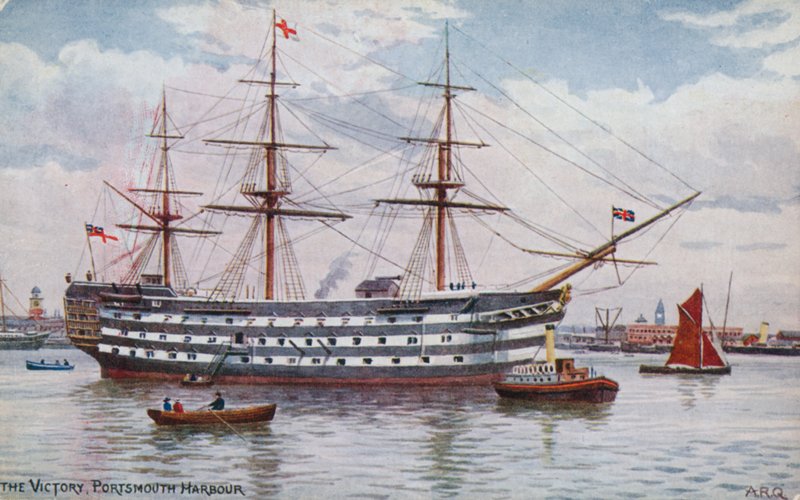 The Victory, Portsmouth Harbour by Alfred Robert Quinton