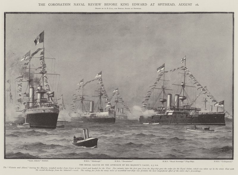 The Coronation Naval Review before King Edward at Spithead, 16 August by Alma Claude Burlton Cull