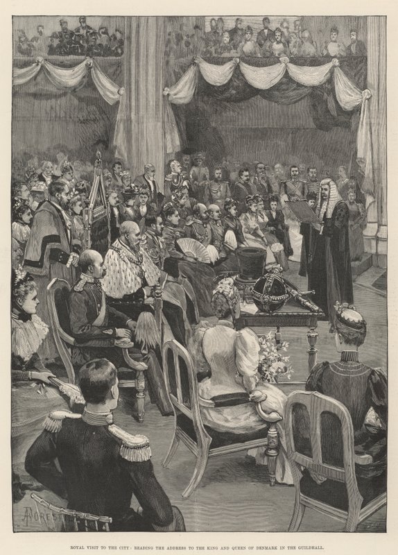 Royal Visit to the City, reading the Address to the King and Queen of Denmark in the Guildhall by Amedee Forestier